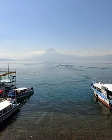 View of Panajachel: Lake Atitlan's Gateway and Transport Hub on Lake Atitlan