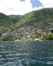 View of San Antonio Palopó: Ceramics and Blue Woven Textiles on Lake Atitlan